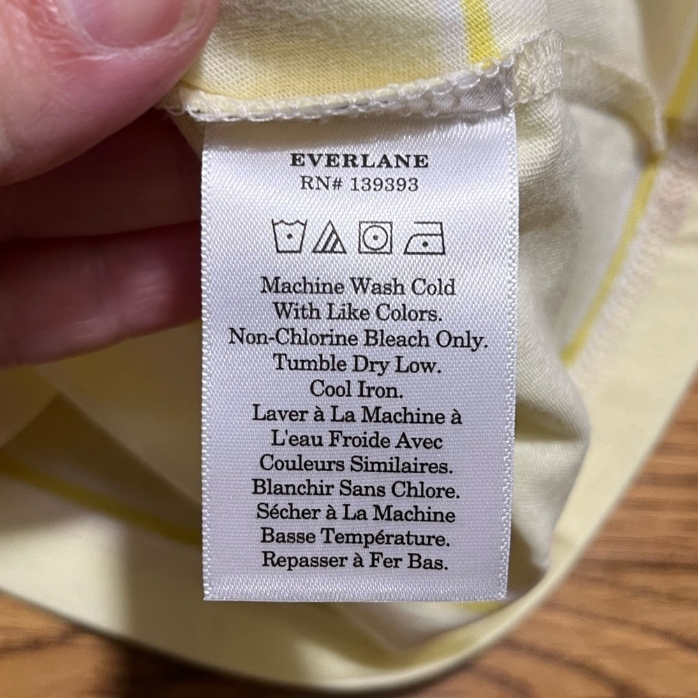 Everlane Yellow Organic Cotton Striped Short Sleeves Crew Neck Size Small - Picture 6 of 7